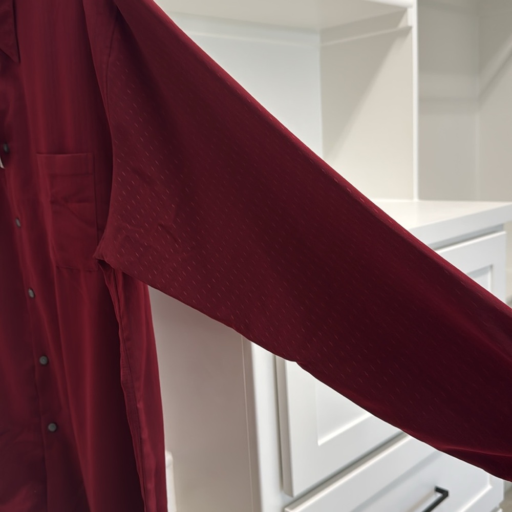 NWT Alfani Micotrend Men XXL Long Sleeve Button Down Burgundy Color Dress Shirt - Picture 6 of 14